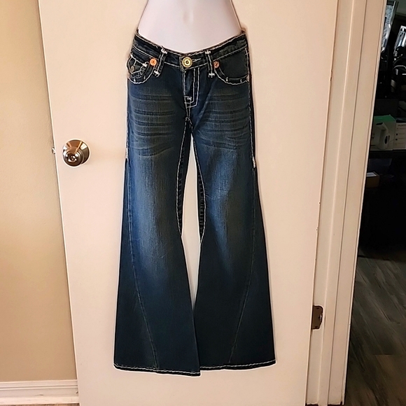 True Religion Denim - True Religion Jeans, Vintage with White Stitching, Dark Blue, Size 28